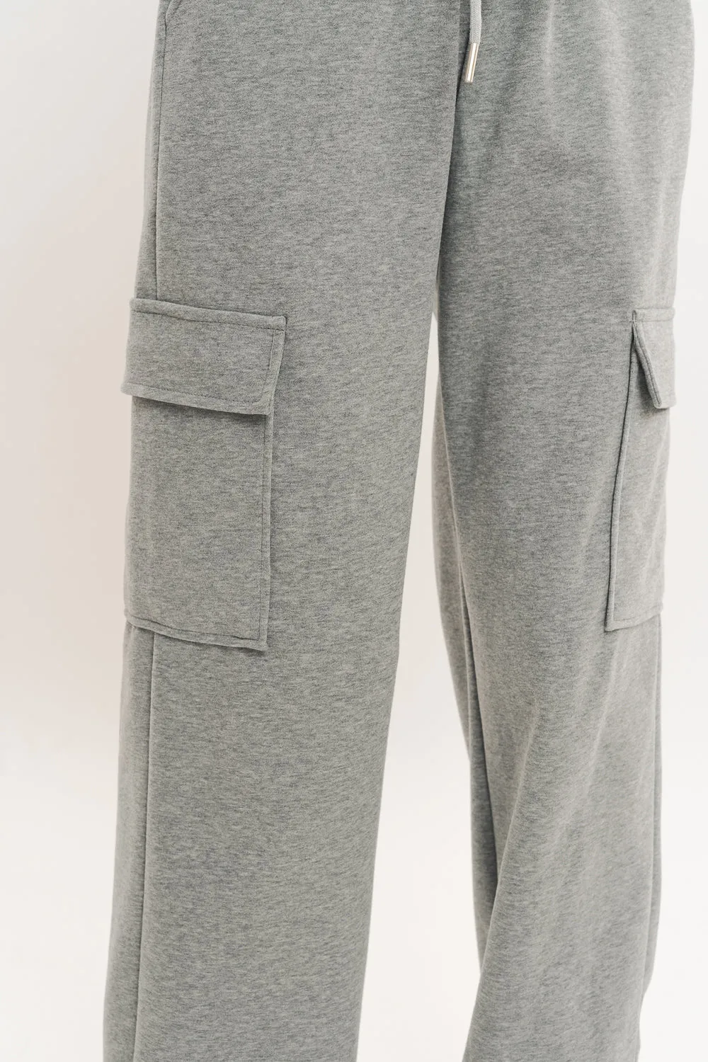 Grey Wide Leg Cargo Trouser