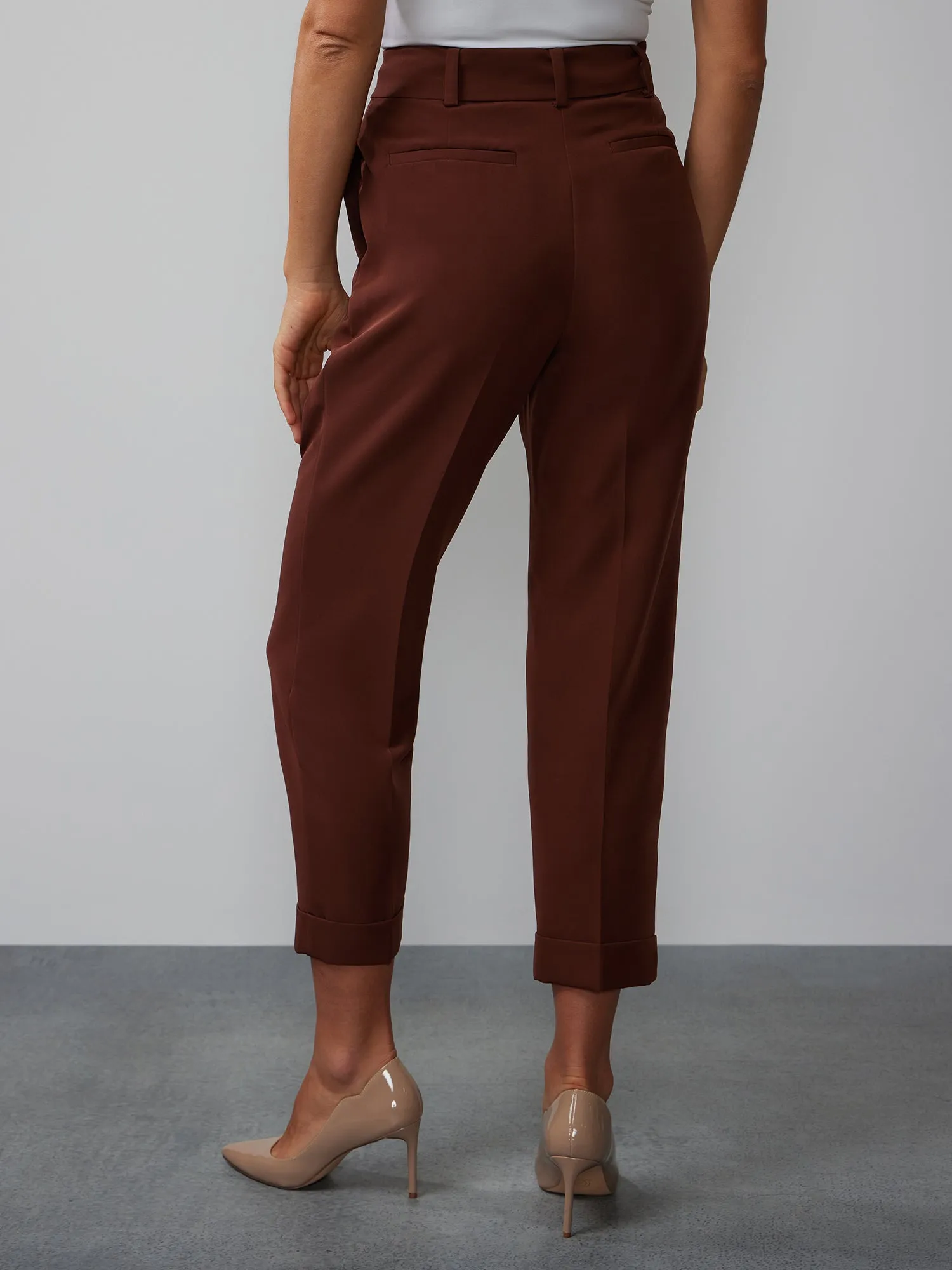 High Rise Pleated Cuff Pants