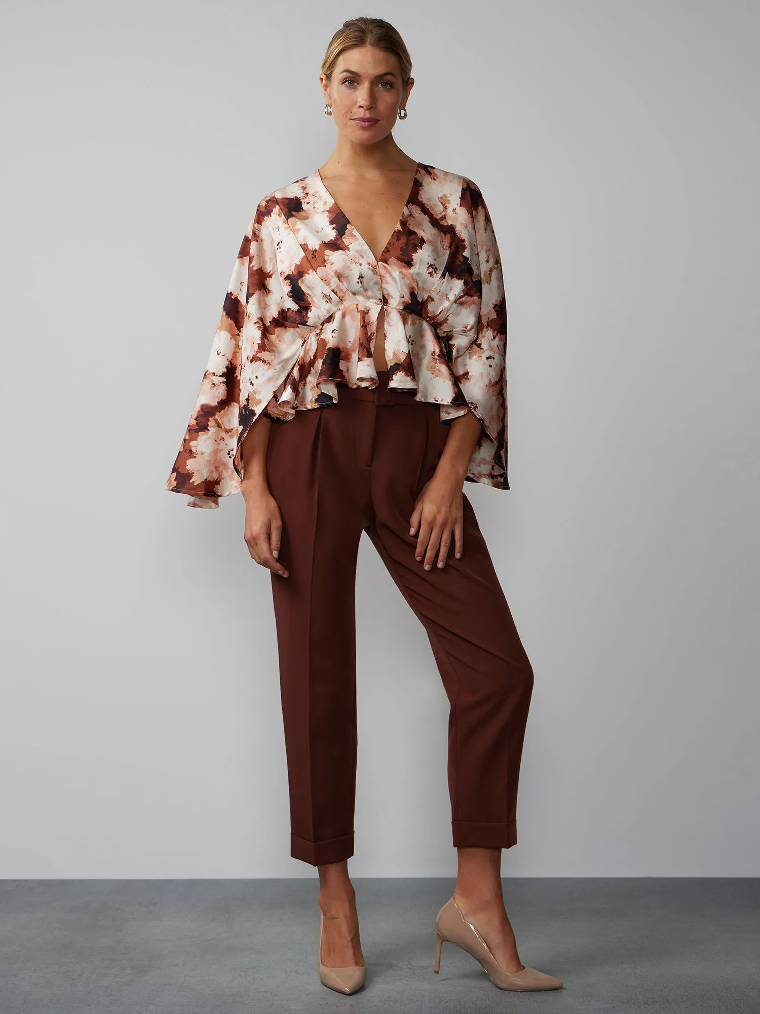 High Rise Pleated Cuff Pants