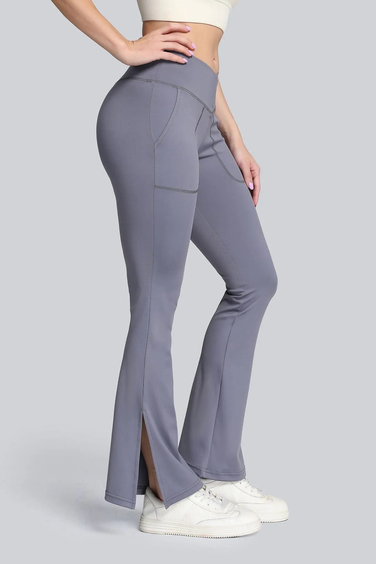 High Waist Crossover Bootcut Leggings