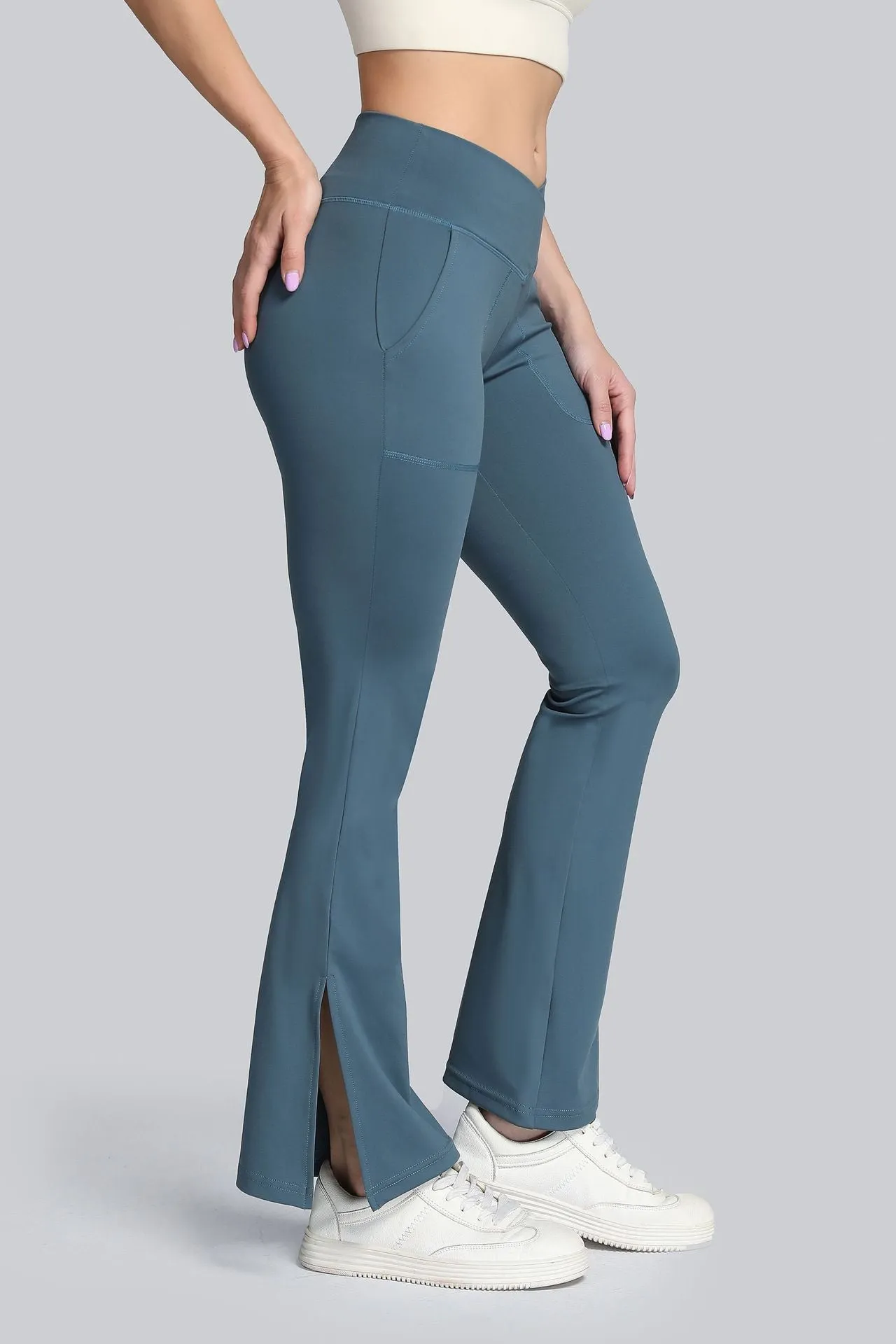 High Waist Crossover Bootcut Leggings