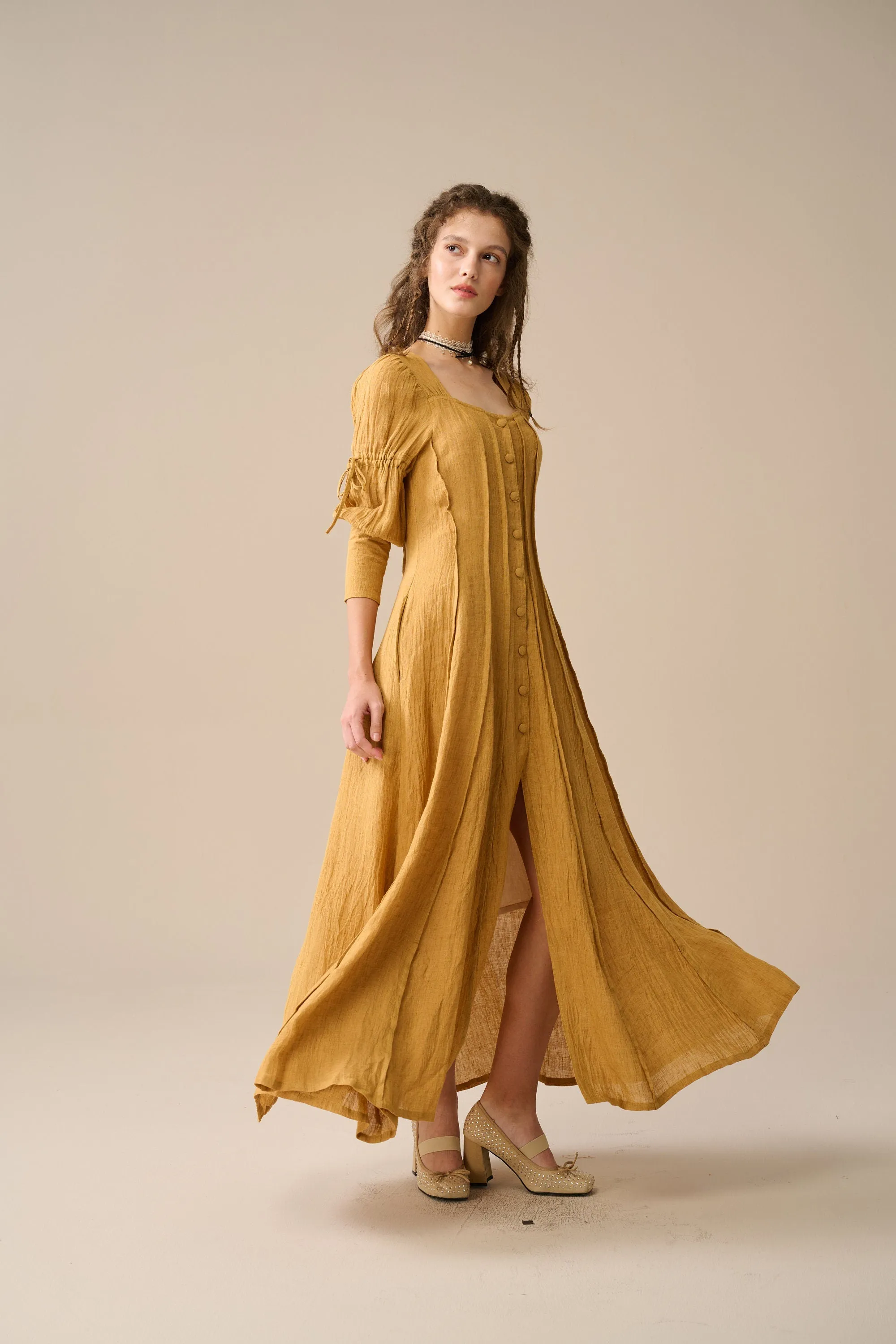 Laura 31 | Pintucked Maxi Linen Dress