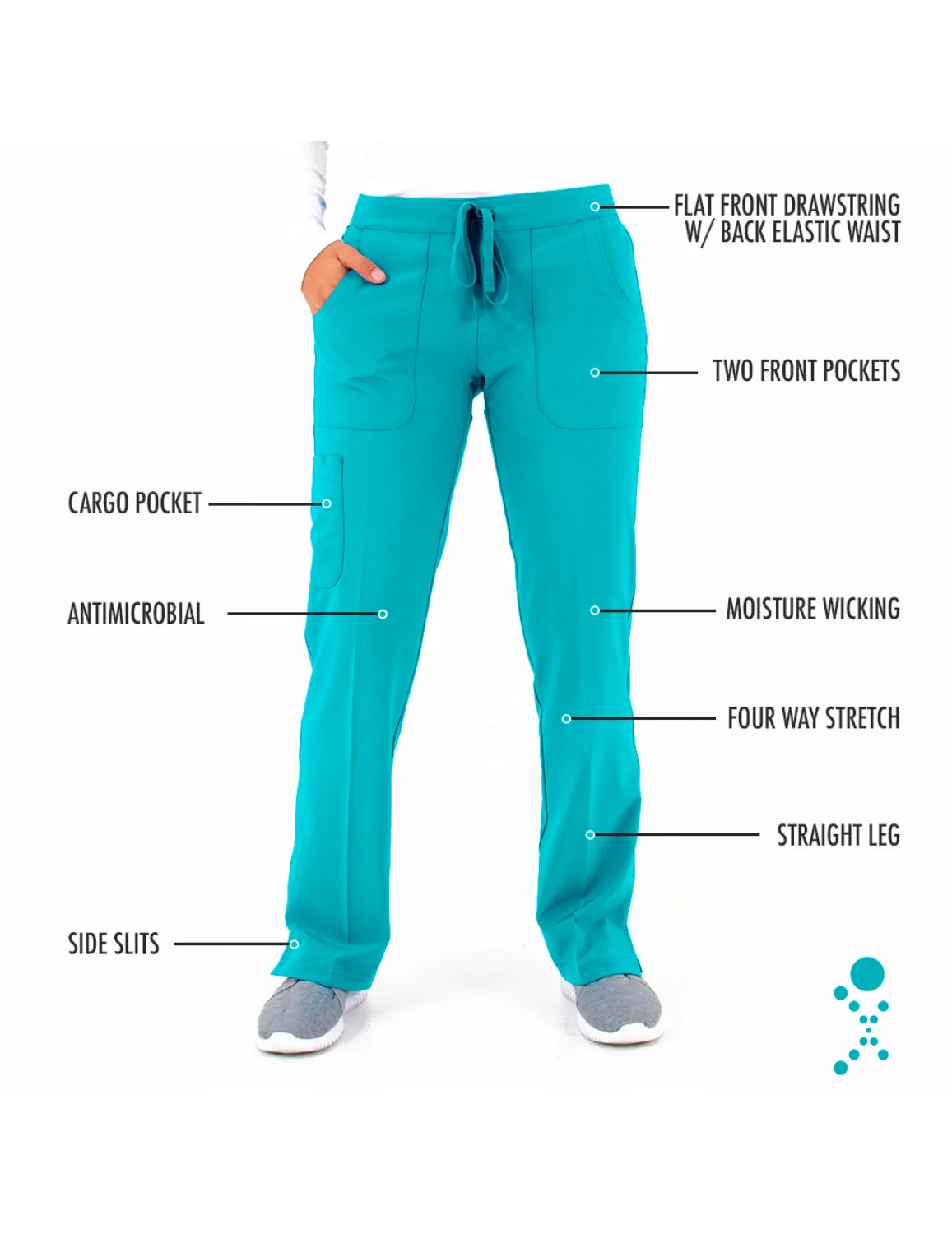 Life Threads Women's Active Straight Leg Cargo Pant - Teal