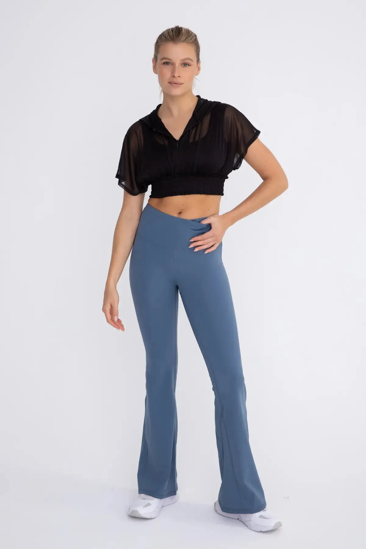 Lycra-Blend High-Waisted Flare Legging