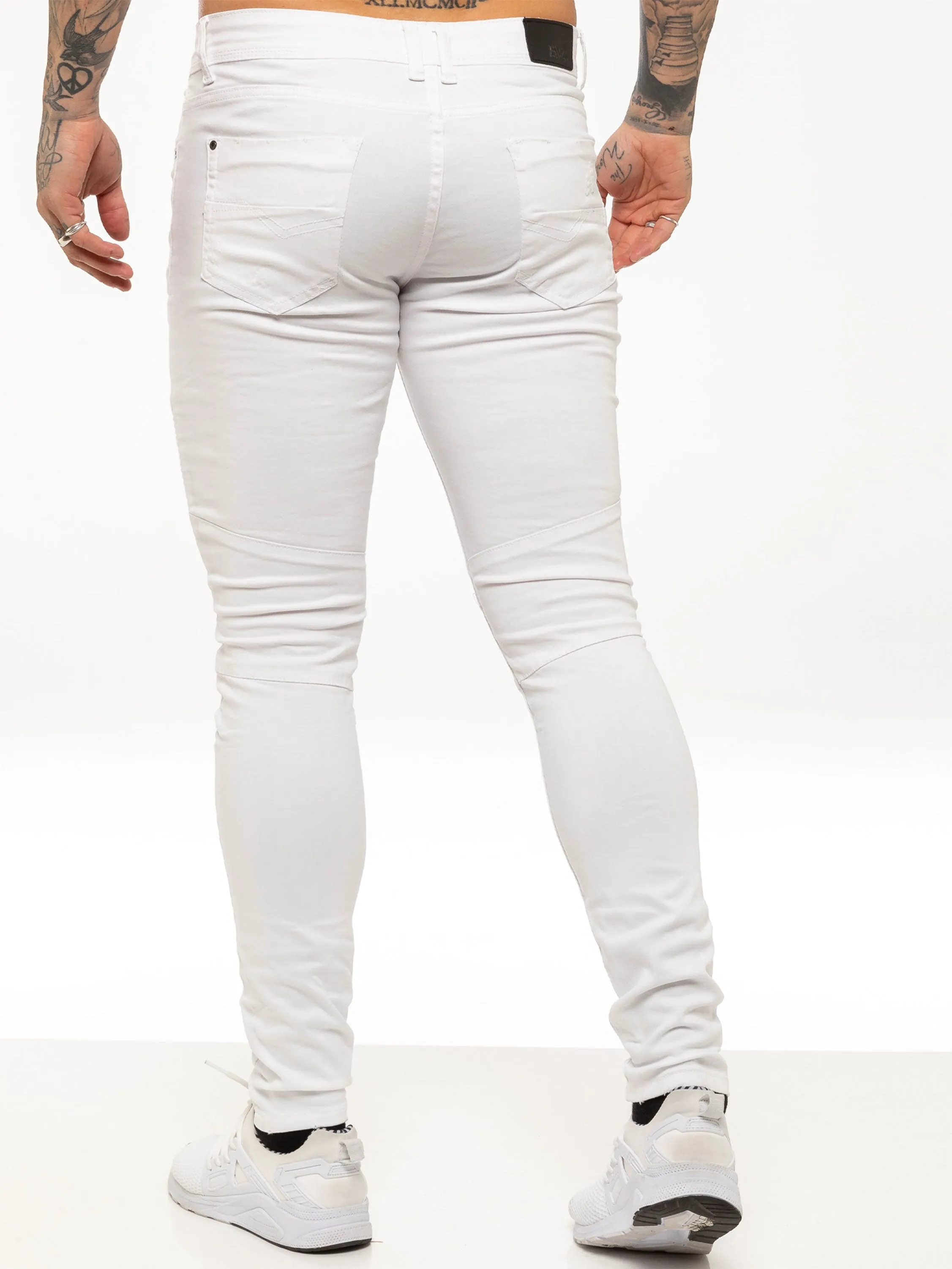 Mens Super Skinny Stretch Biker Denim Jeans | Enzo Designer Menswear