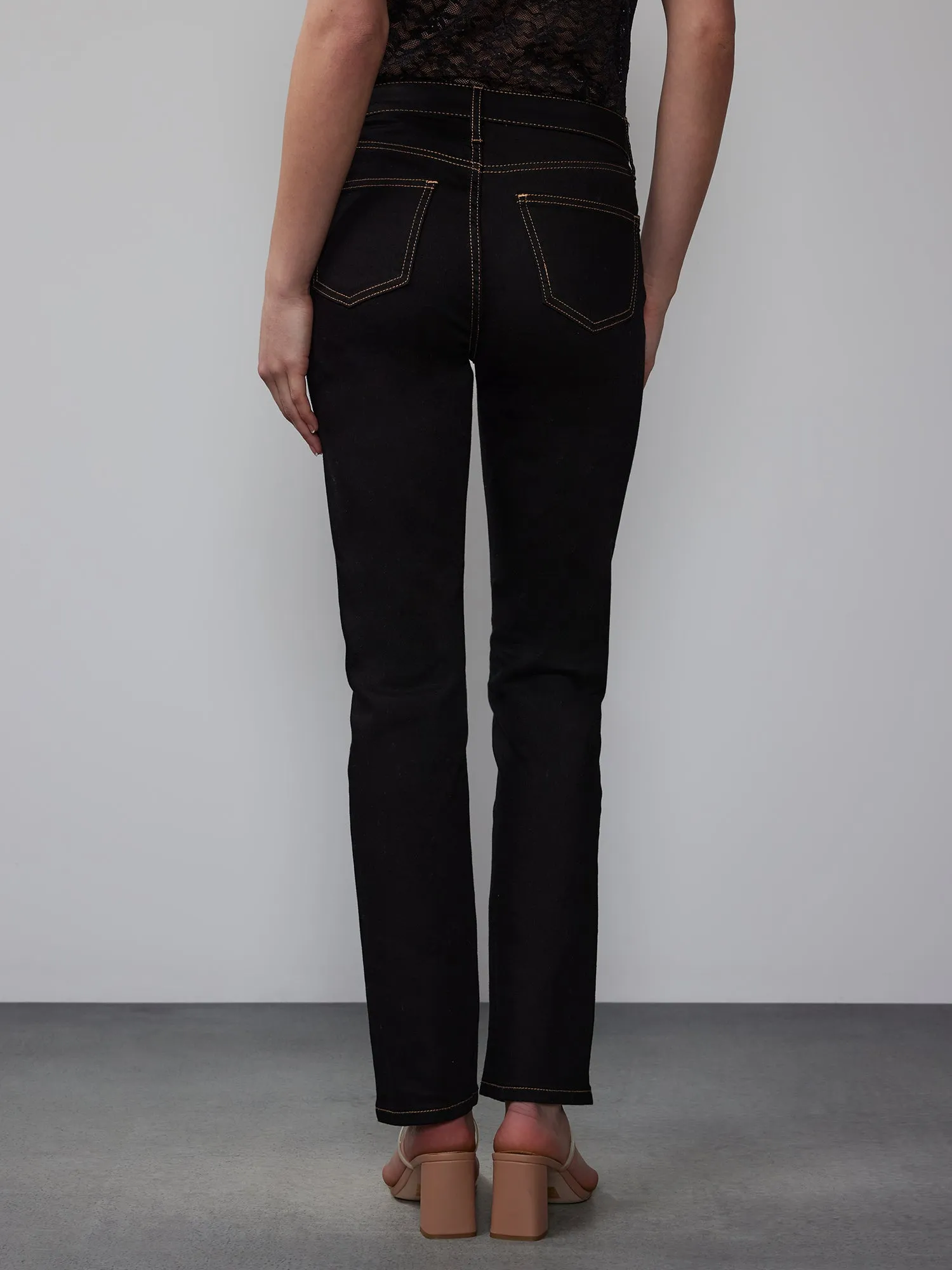 Mid Rise Straight Leg Jeans