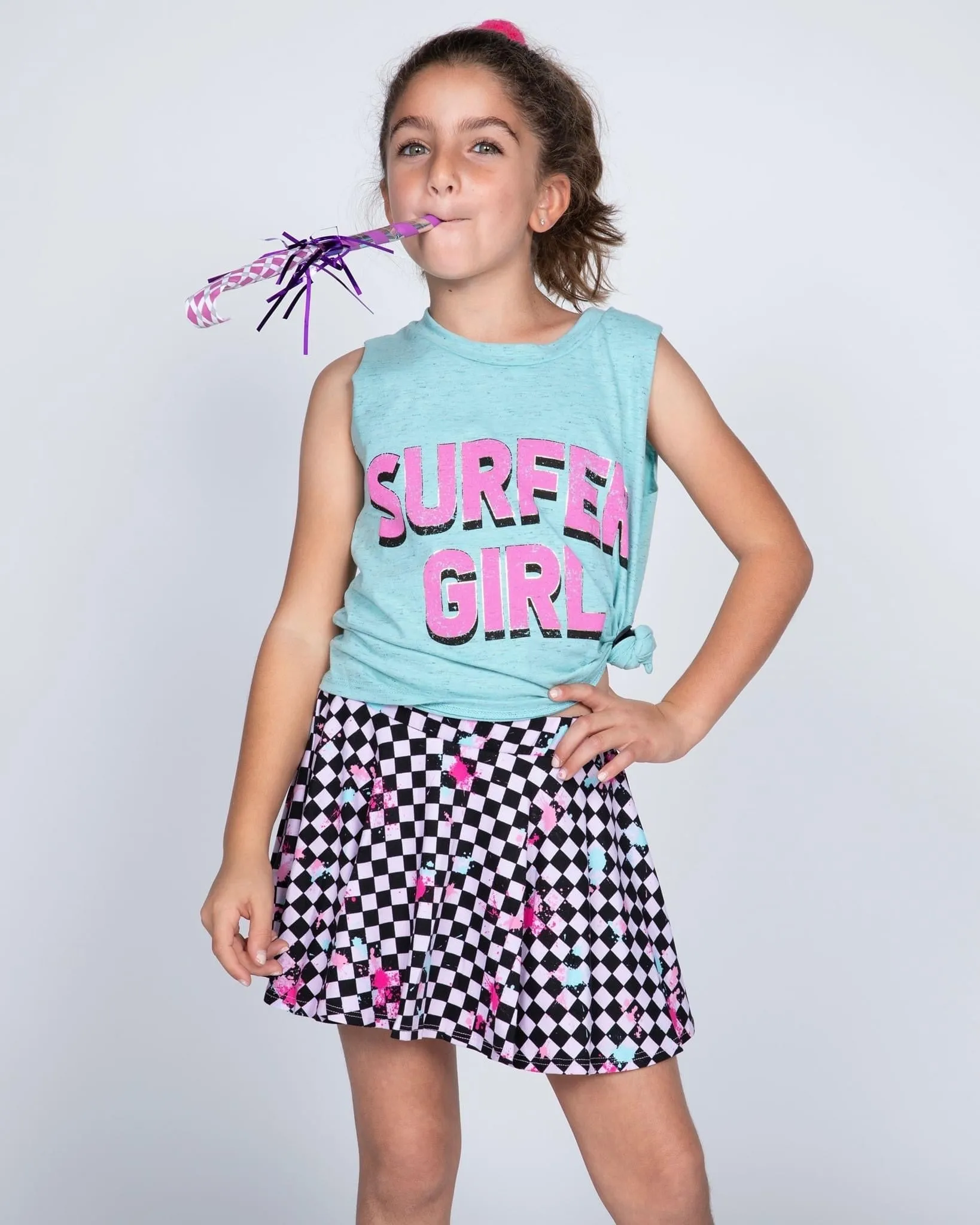 Muscle Tank - Screened - Aqua “Surfer Girl”