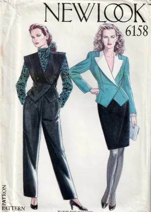 New Look 6158 Womens Jacket Waistcoat Slim Skirt & Pants 1980s Vintage Sewing Pattern Size 8 - 18 UNCUT Factory Folded