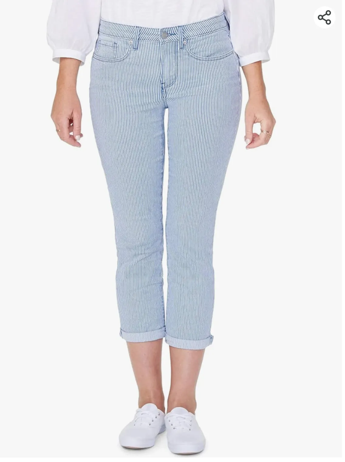 NYDJ Blue Stripe Chloe Crop Jeans UK 12