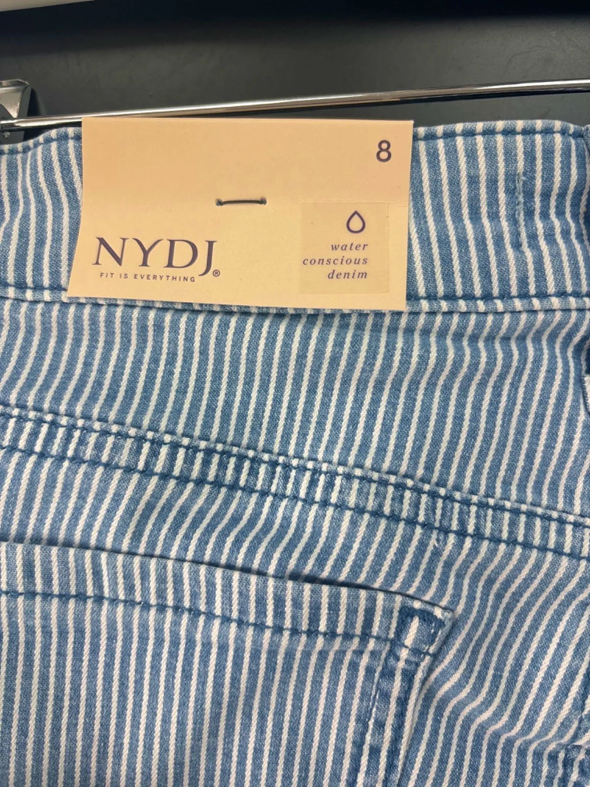 NYDJ Blue Stripe Chloe Crop Jeans UK 12