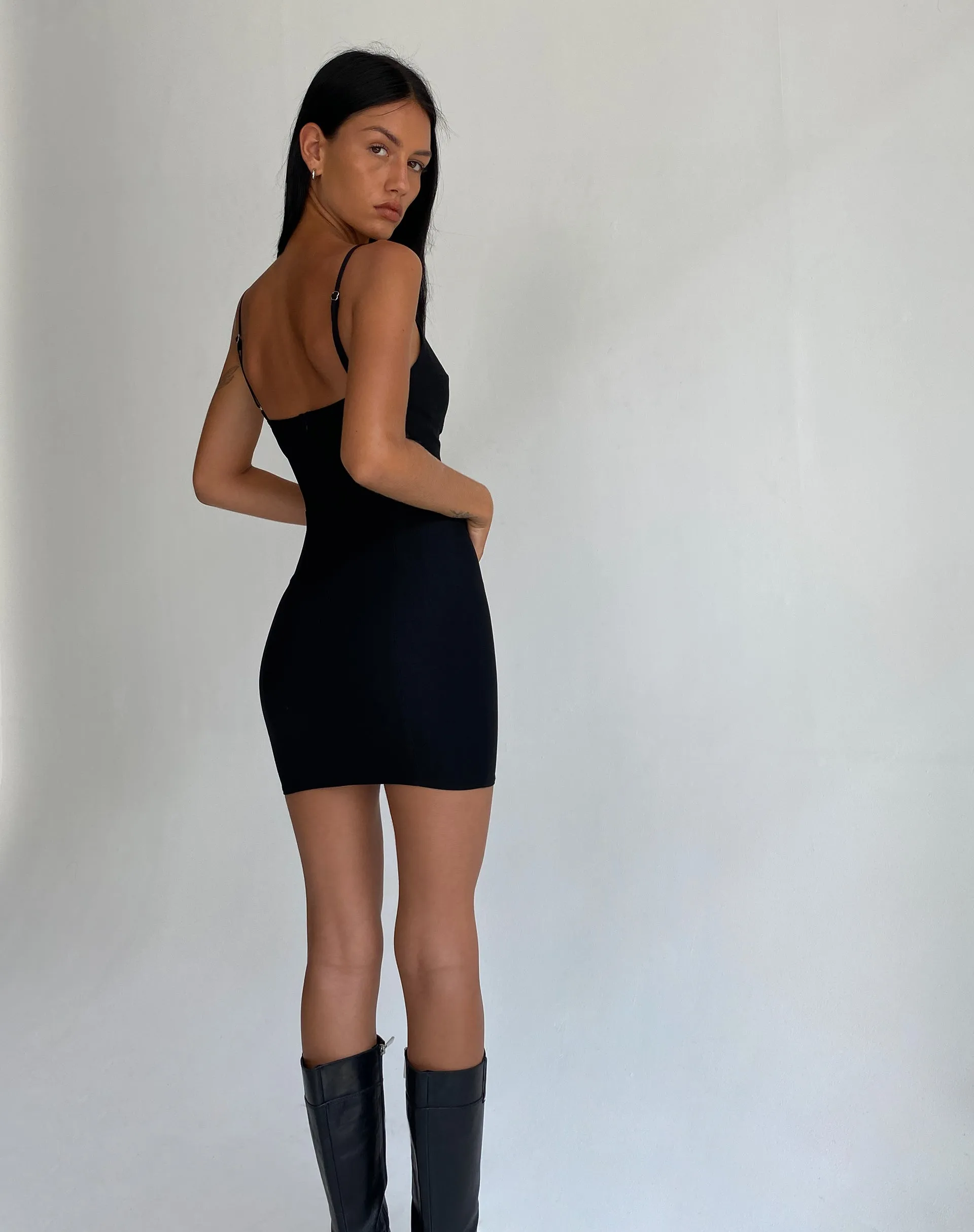 Olesia Mini Dress in Tailoring Black