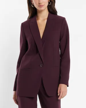 One Button Boyfriend Blazer in Dark Purple