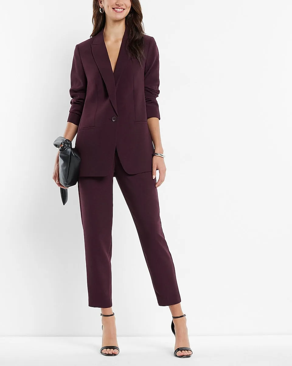 One Button Boyfriend Blazer in Dark Purple