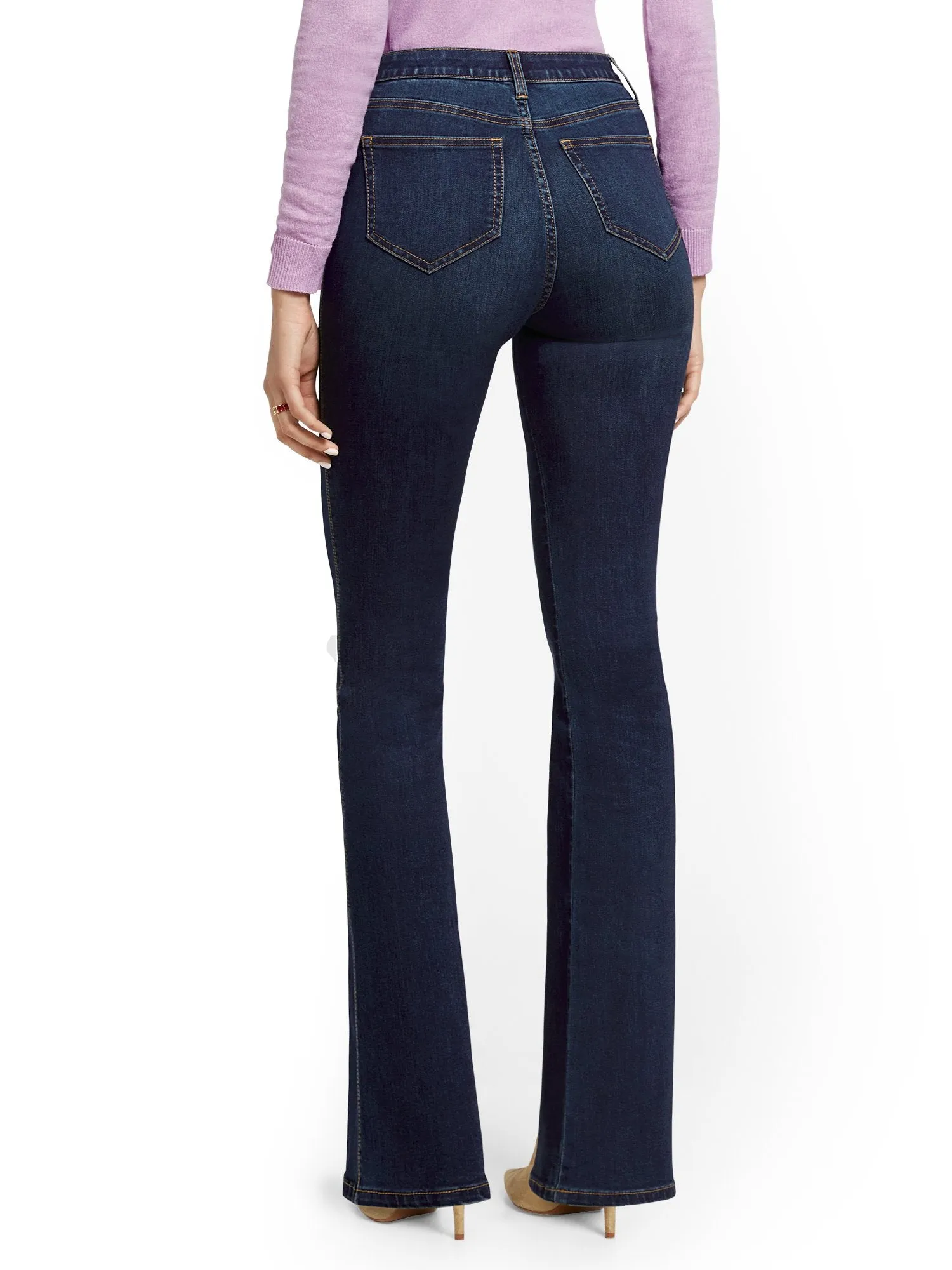 Petite High-Waisted Curvy Barely Bootcut Jeans - Moonlight Blue