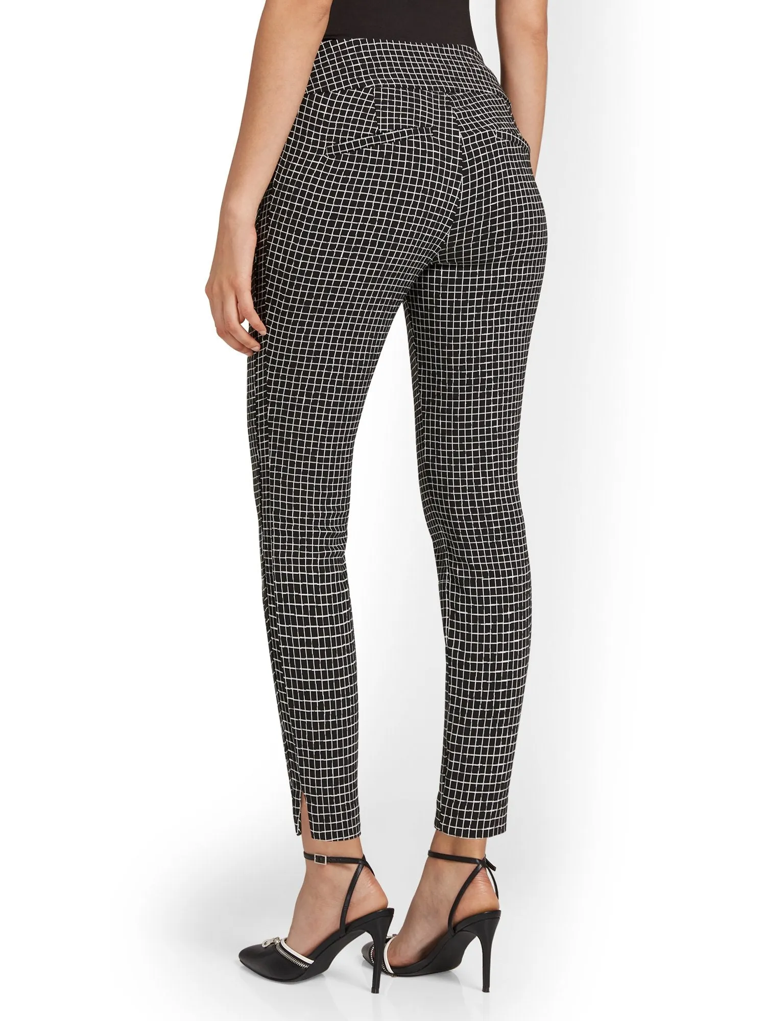 Petite Whitney High-Waisted Pull-On Slim-Leg Ankle Pant - Windowpane Print