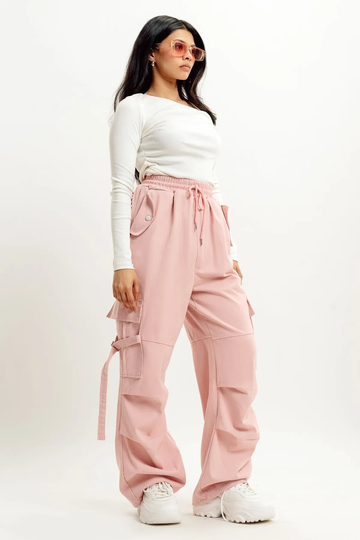 Pink Street Style Cargo Pant