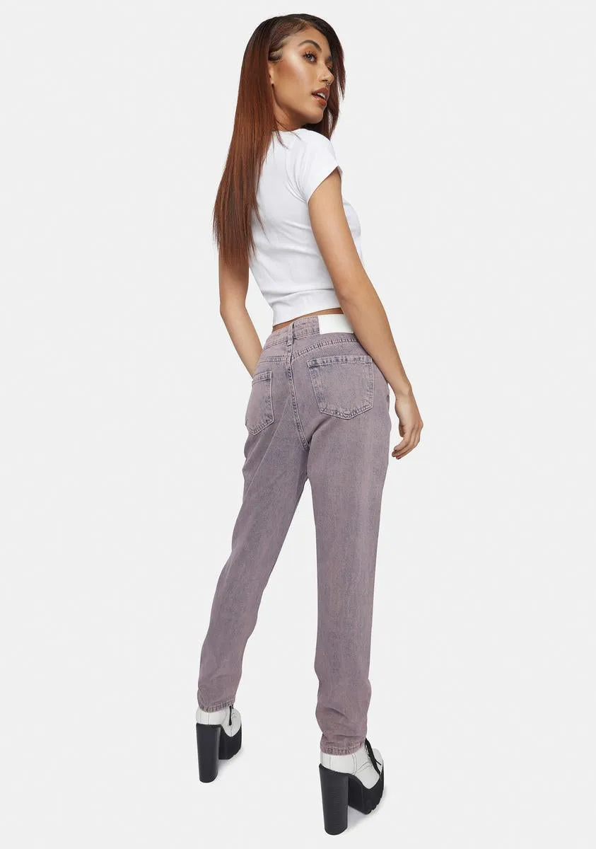 Pink Tint High Waist Denim Jeans