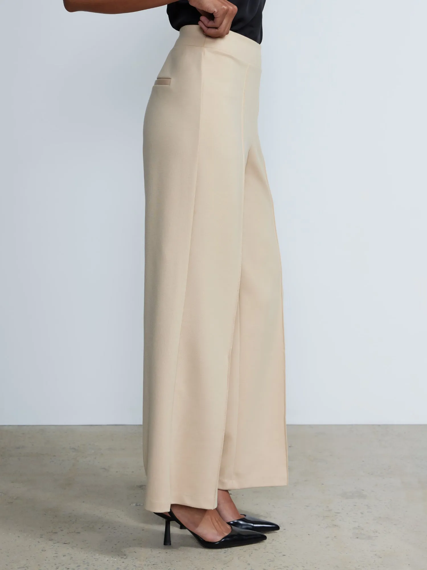 Pintuck Wide Leg Pants