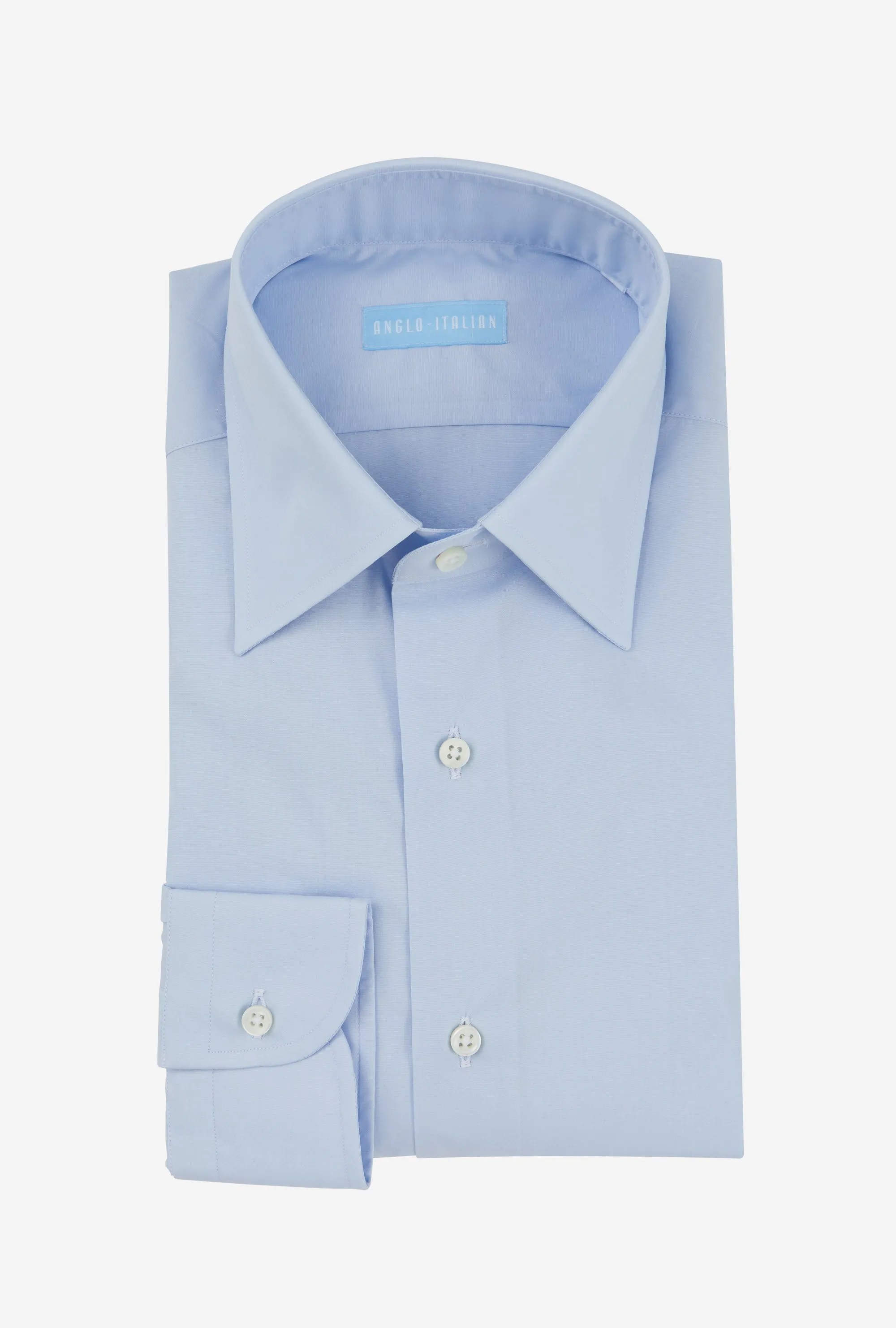 Point Collar Shirt Cotton Poplin Sky Blue