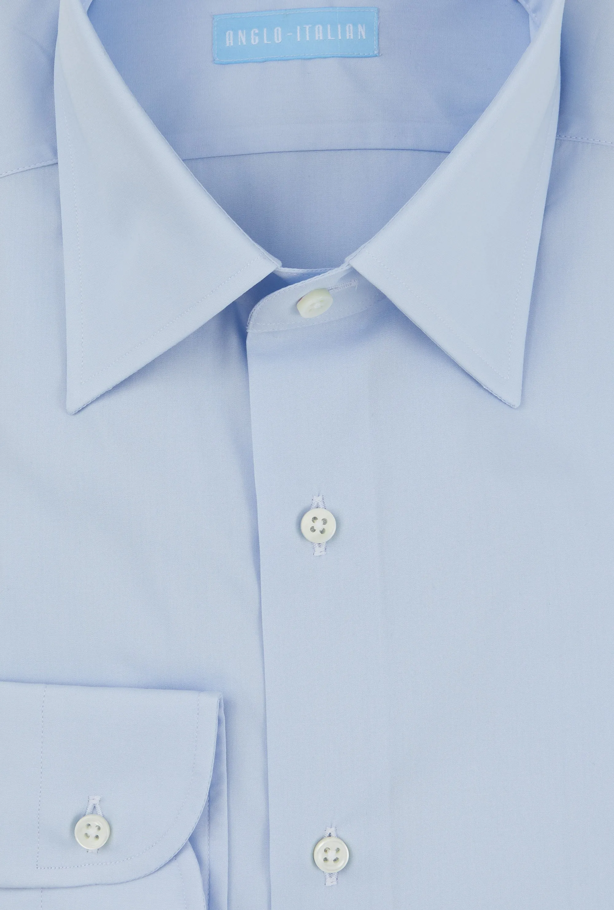 Point Collar Shirt Cotton Poplin Sky Blue