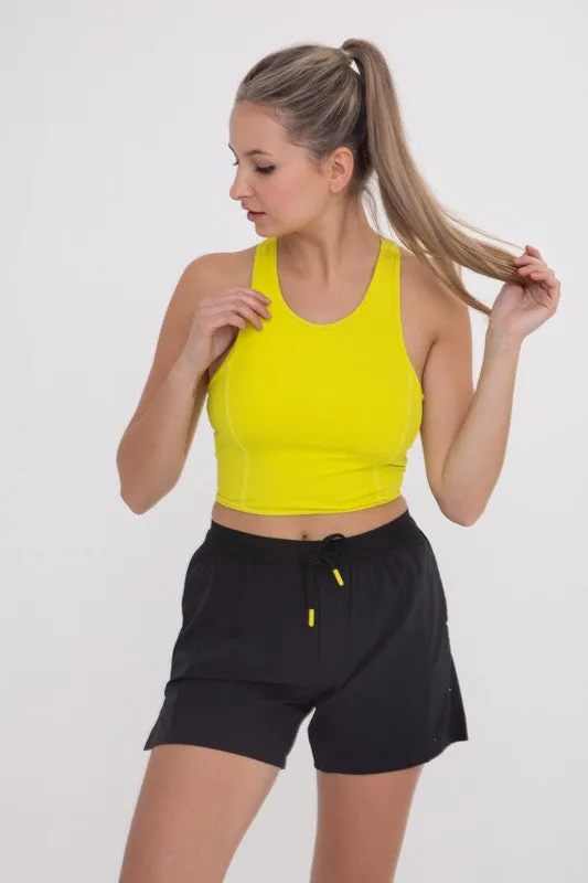 Ribbed Racerback Cropped Active Top - Mono B - Final Sale