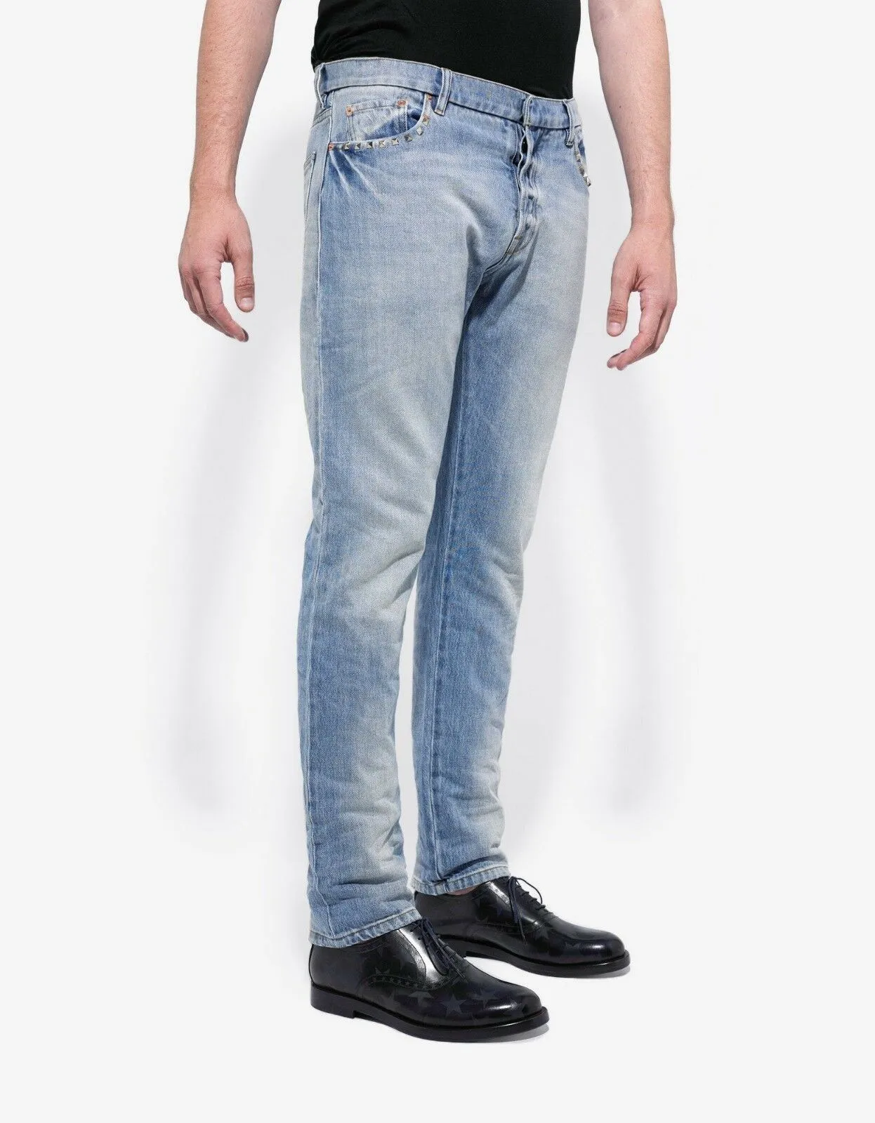 Rockstud Untitled Light Blue Stonewash Denim Jeans