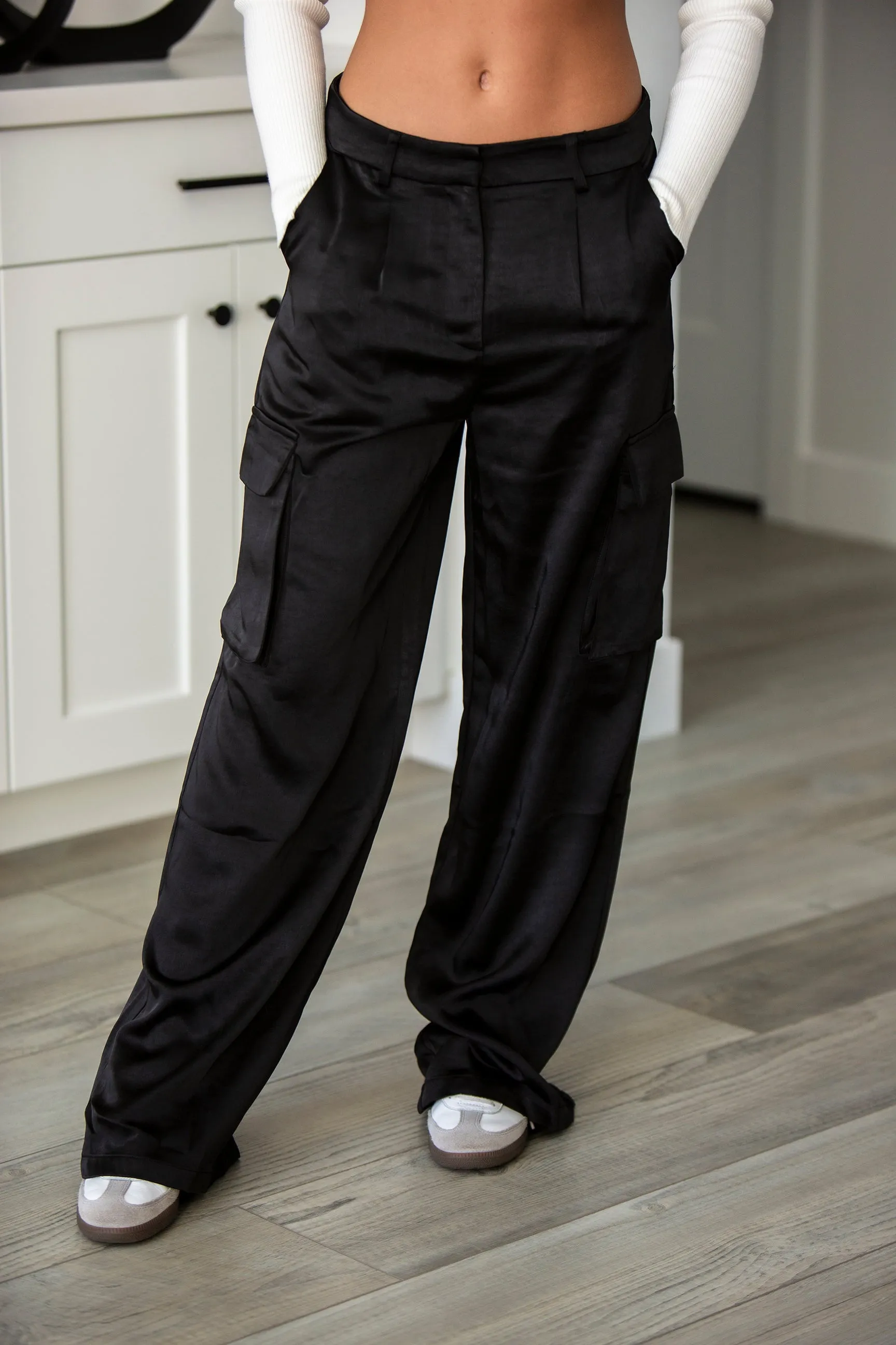 Satin Cargo Pants