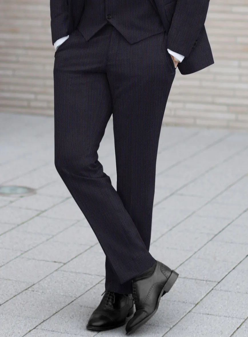 Scabal Hernal Stripe Blue Wool Pants