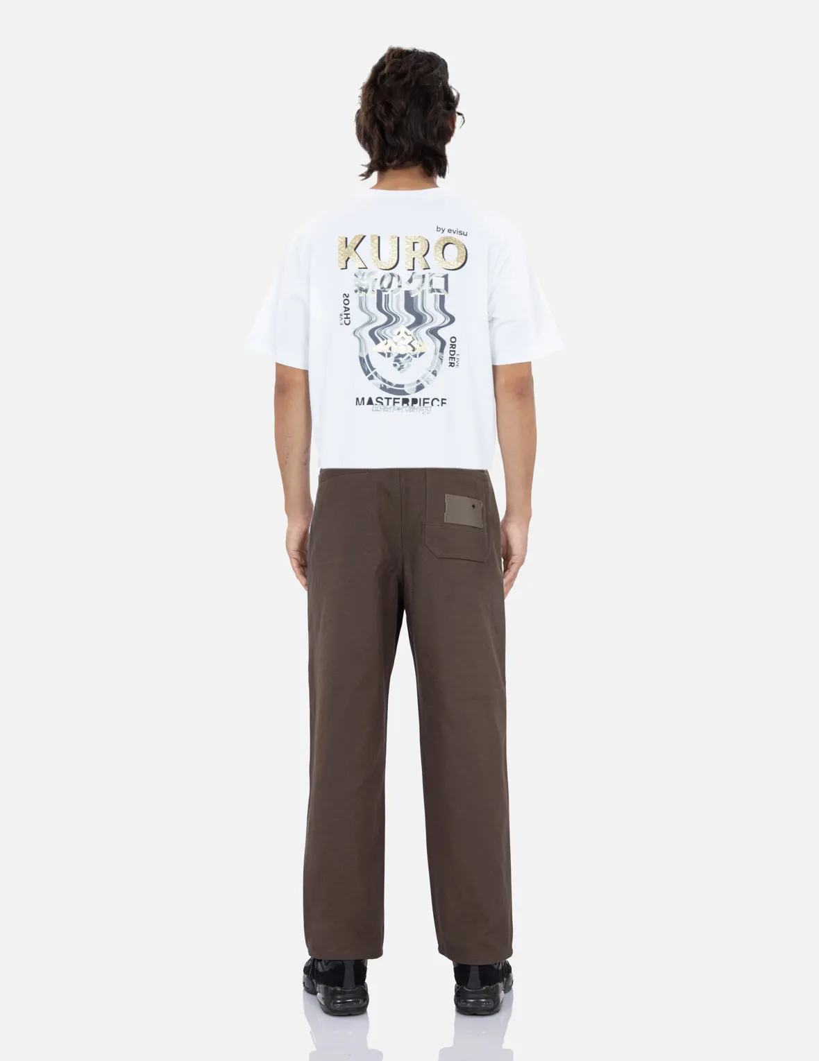 Seagull Embroidery Wide Leg Worker Pants