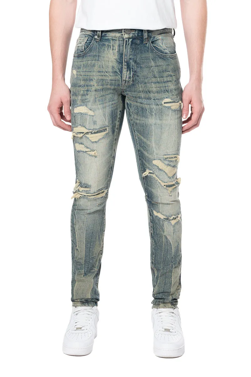 Smoke Rise Men's Slim Tapered Vintage Washed Jeans