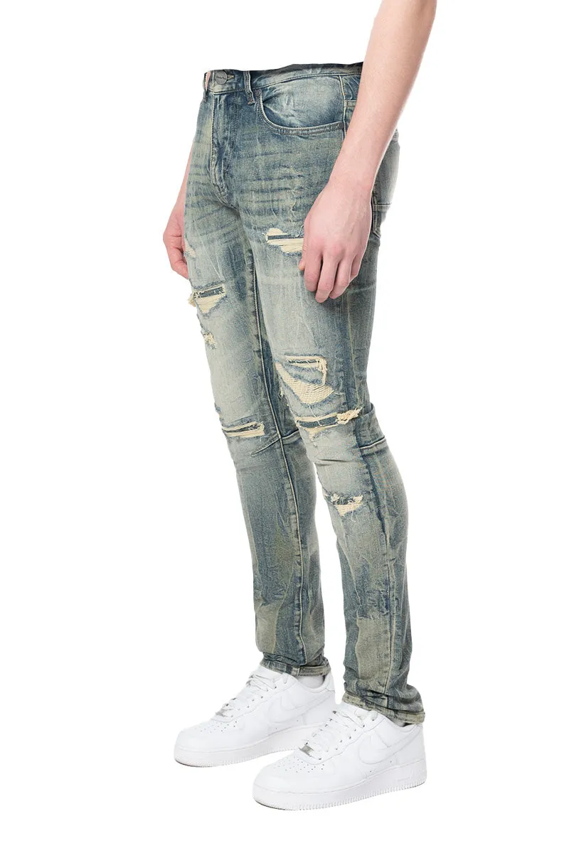 Smoke Rise Men's Slim Tapered Vintage Washed Jeans