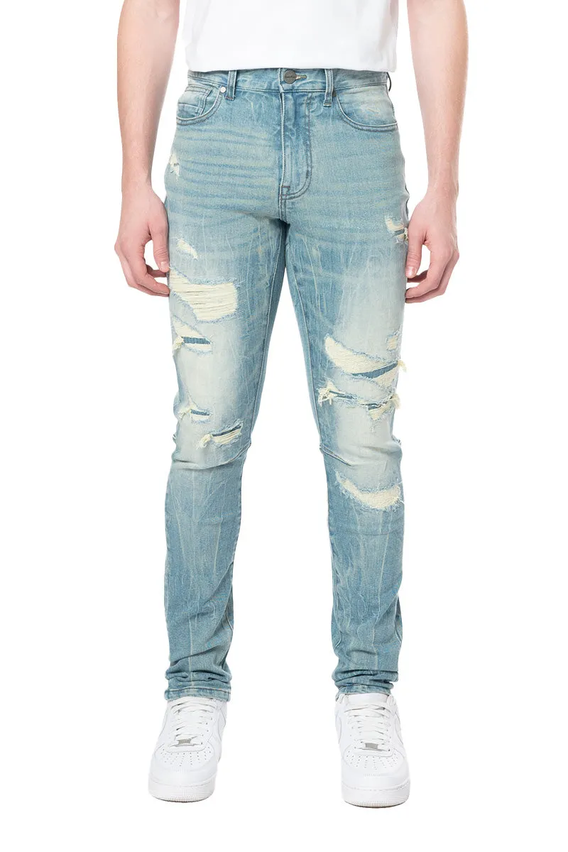 Smoke Rise Men's Slim Tapered Vintage Washed Jeans