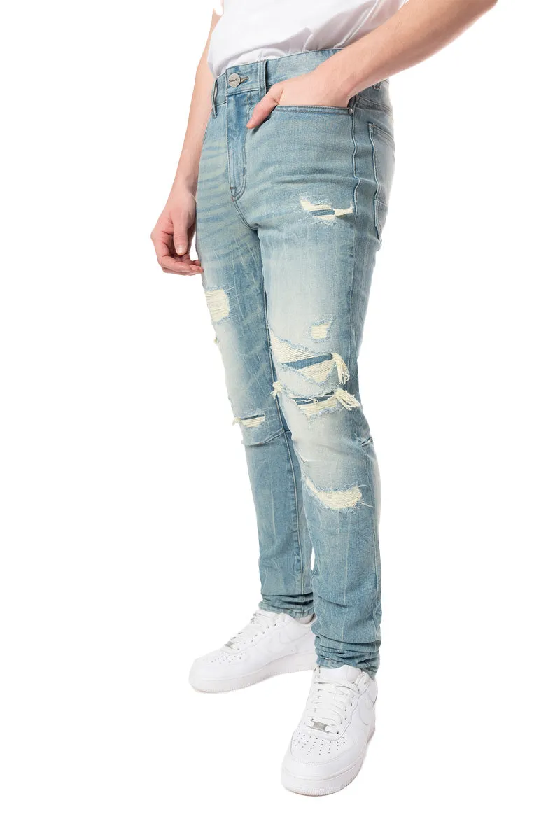 Smoke Rise Men's Slim Tapered Vintage Washed Jeans