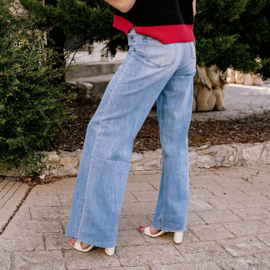 Take Me Away Super High Rise Wide Leg Jeans