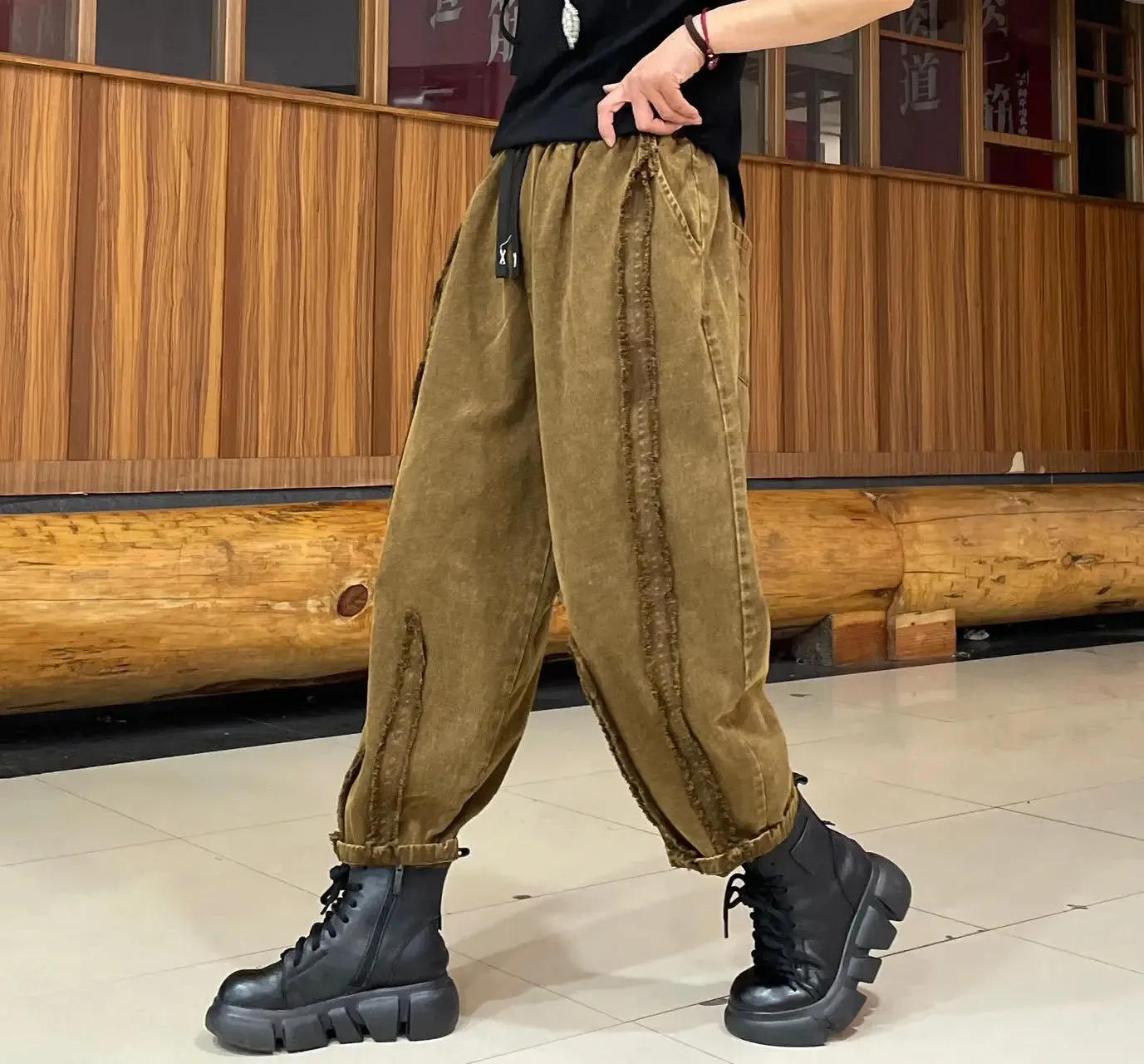 TEEK - Womens Streetwear Distressed Harem Pants