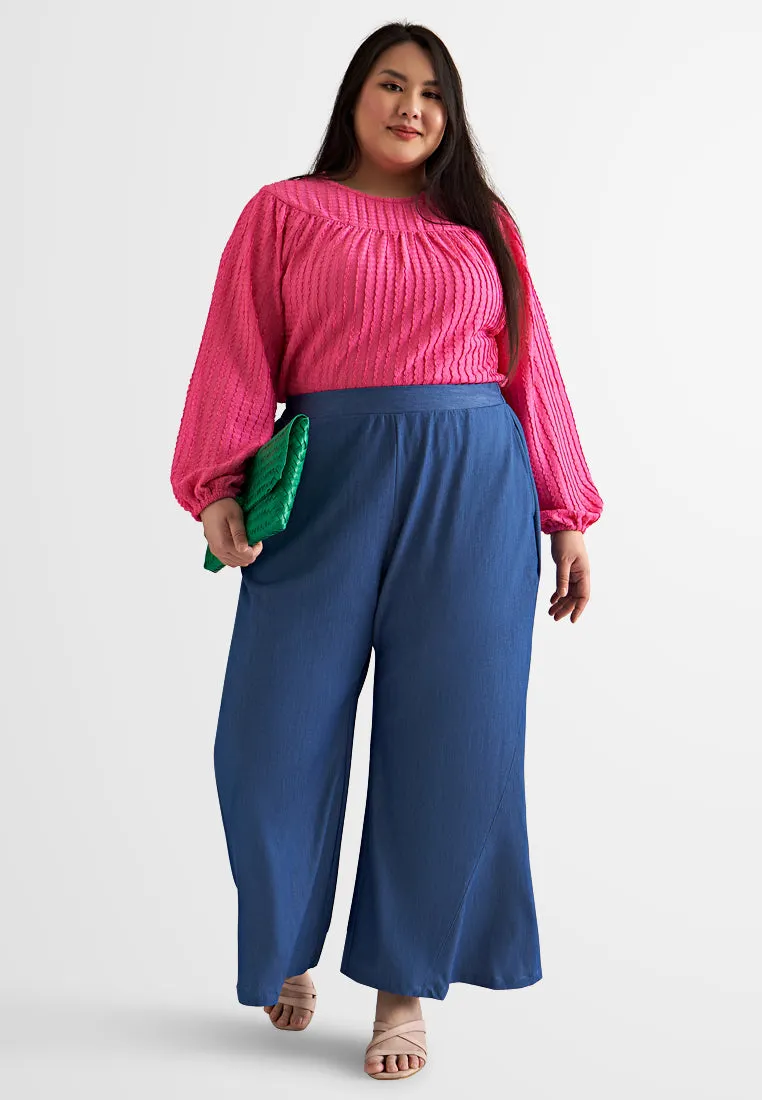 Teresa Chambray Denim Like Flared Pants