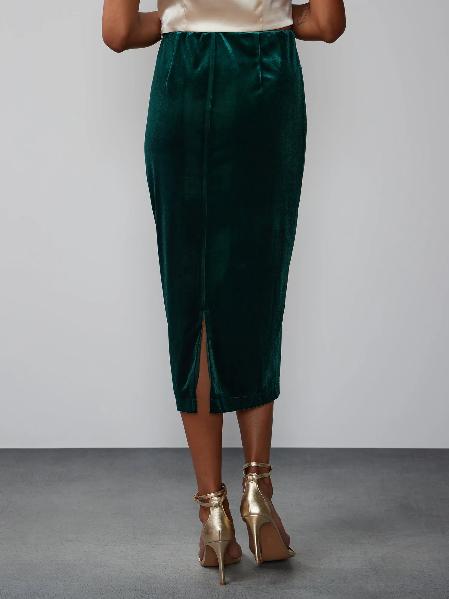 Velvet Midi Pencil Skirt