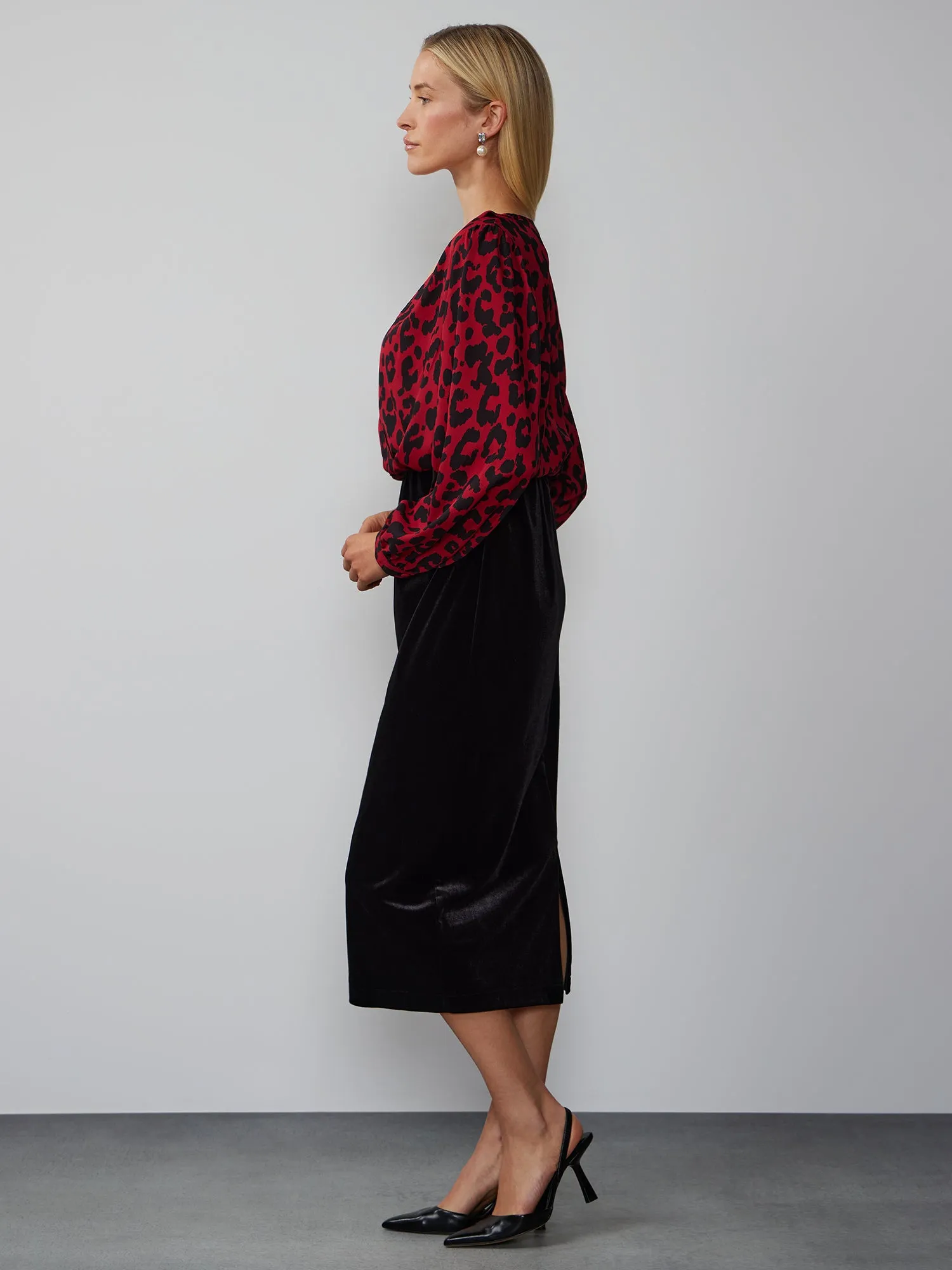 Velvet Midi Pencil Skirt