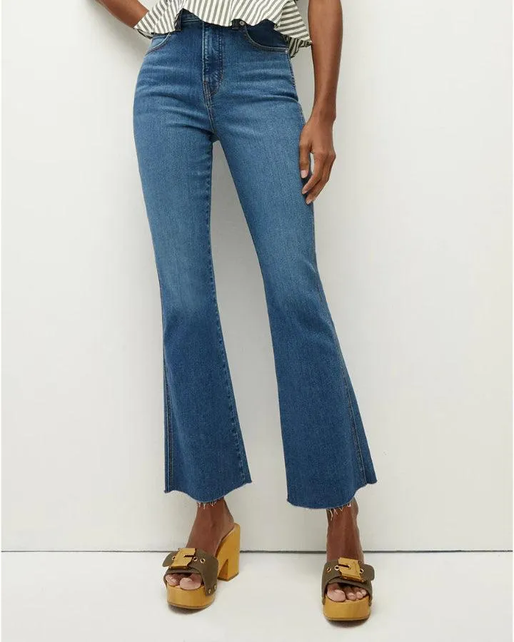 Veronica Beard Carson Ankle Flare Raw Hem Jeans