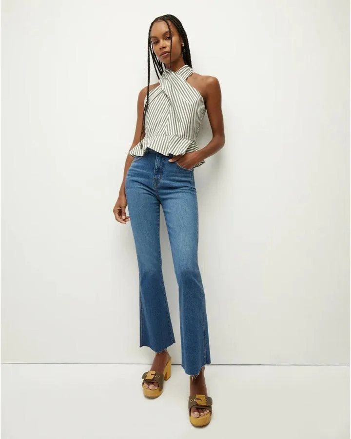 Veronica Beard Carson Ankle Flare Raw Hem Jeans