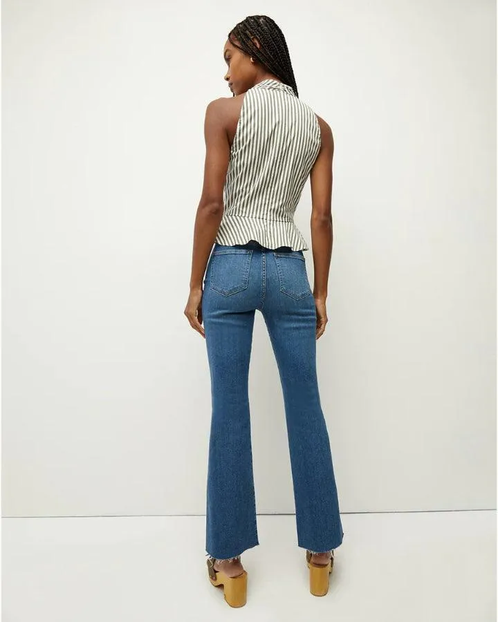 Veronica Beard Carson Ankle Flare Raw Hem Jeans