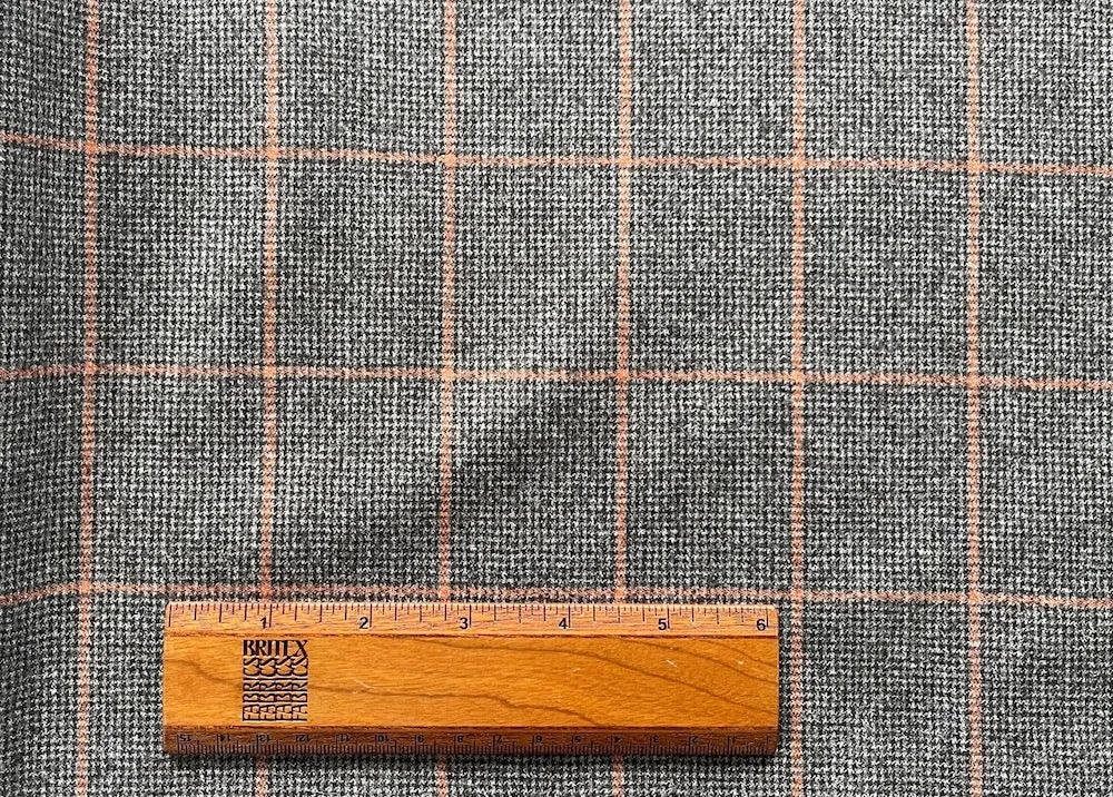 Walnut Brown & Apricot Mist Plaid Wool Flannel (Made in Italy)