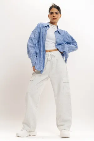 White Wide Leg Cargo Trouser