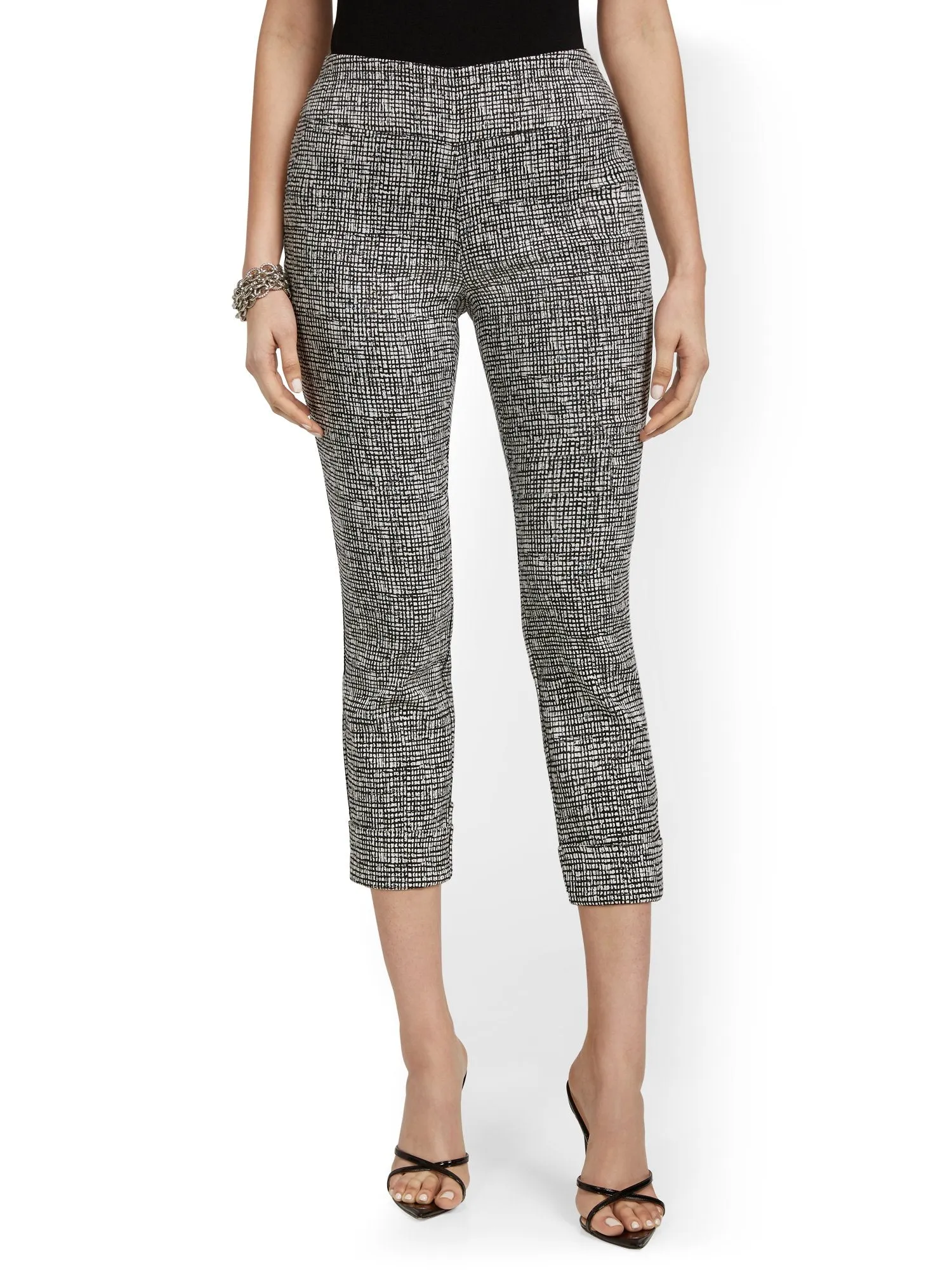 Whitney High-Waisted Pull-On Slim-Leg Capri Pant - Crosshatch