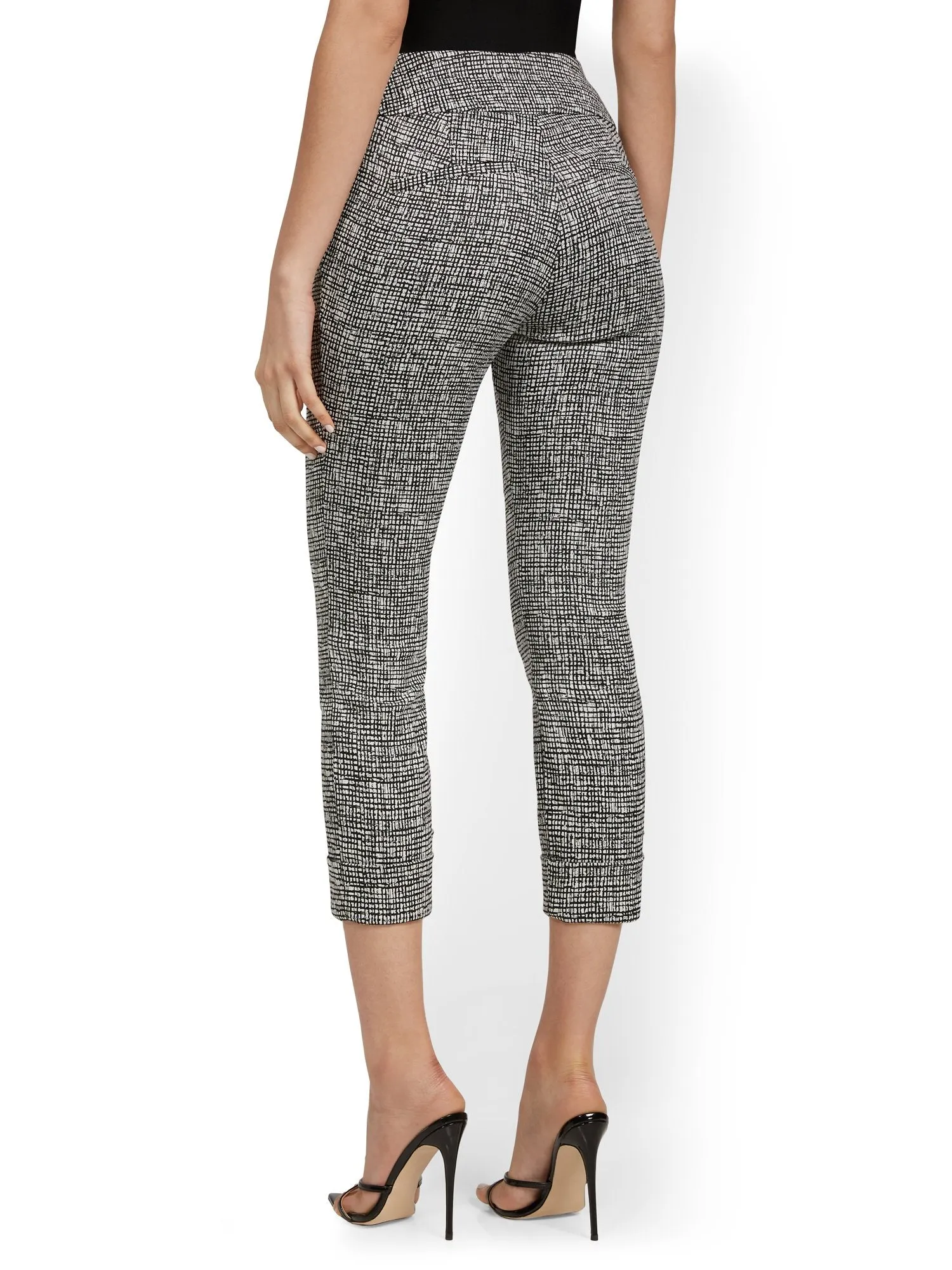 Whitney High-Waisted Pull-On Slim-Leg Capri Pant - Crosshatch