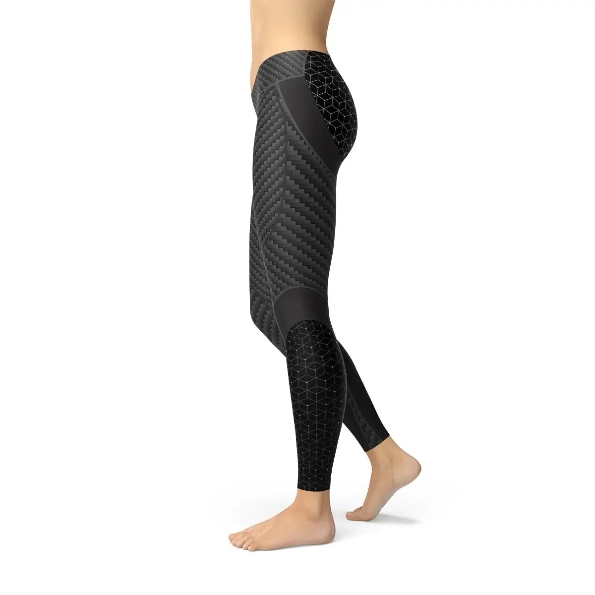 Women's Carbon Fiber Sports Leggings - Moisture-Wicking, Four-Way Stretch Leggings