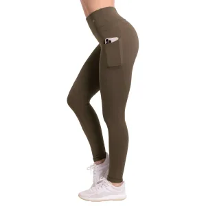 Women's Compression Leggings W/ Pockets - Olive