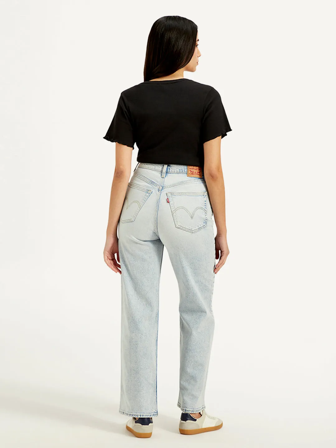 Women's High Rise Loose Fit Light-Blue Jeans