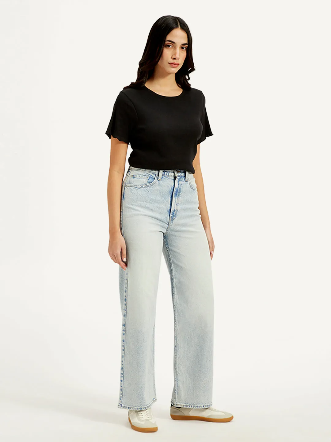 Women's High Rise Loose Fit Light-Blue Jeans